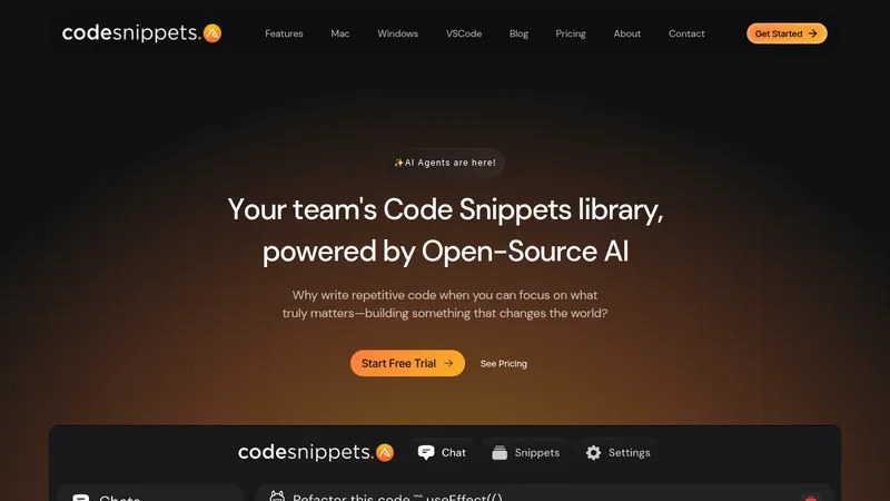 code snippets ai website