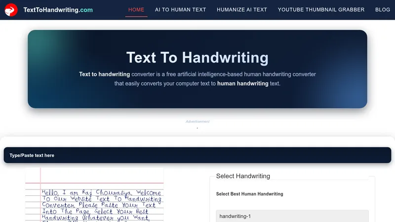 text to handwriting website