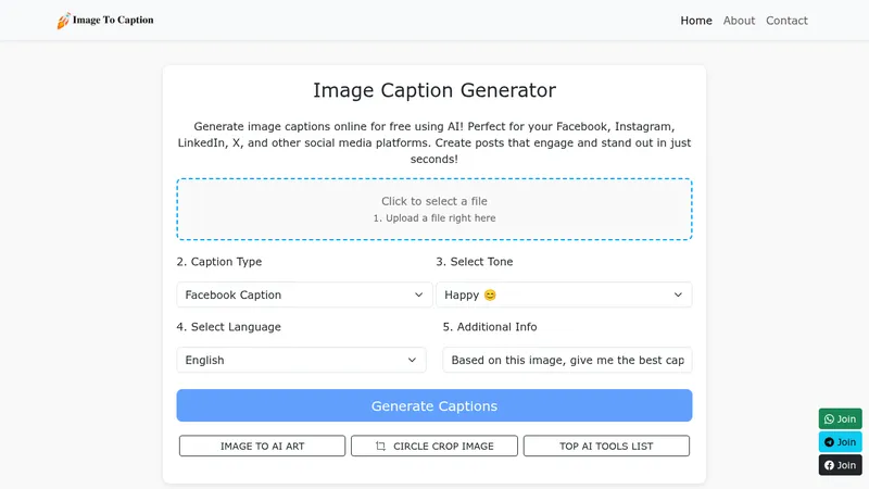image caption generator website