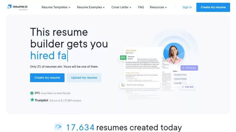 Resume.io screenshot