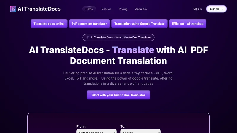 ai translatedocs website