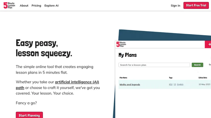5 minute lesson plan website