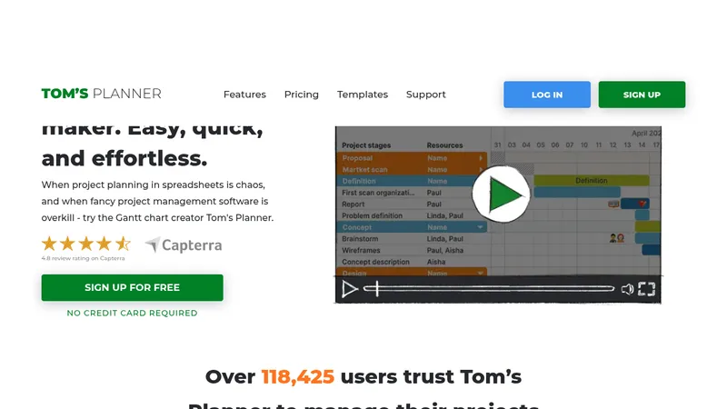 tom's planner website