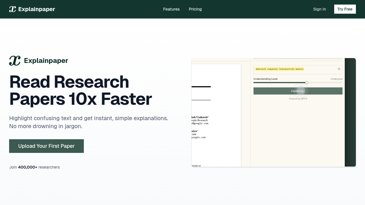 explainpaper website