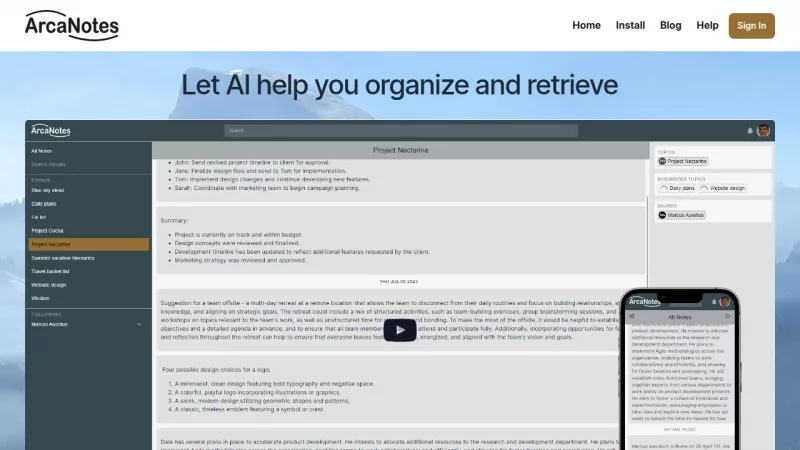 ArcaNotes screenshot
