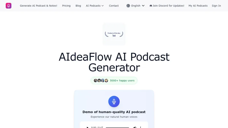 aideaflow ai podcast generator website