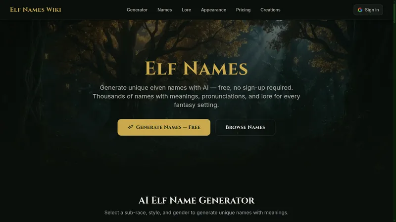 elf names website
