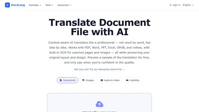 doc2lang website