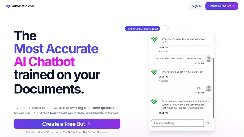 automatic chat website