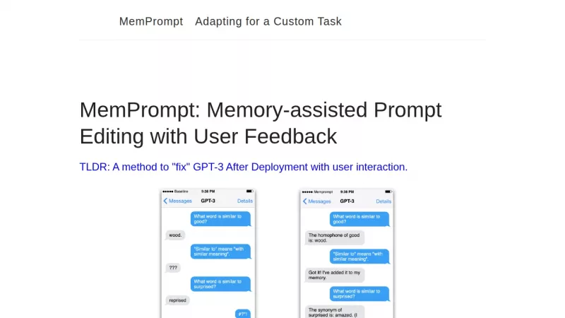 MemPrompt screenshot