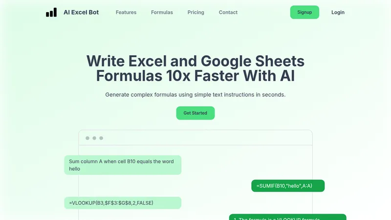 ai excel bot website