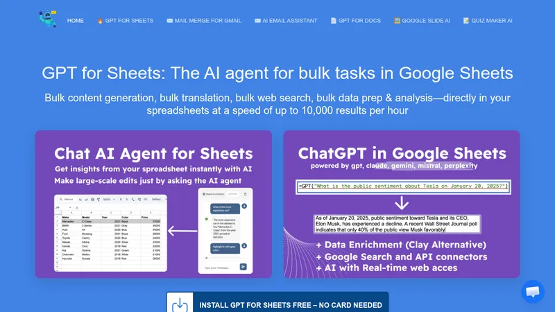 gpt for sheets website