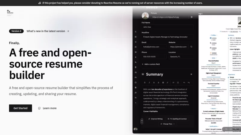 Reactive Resume screenshot