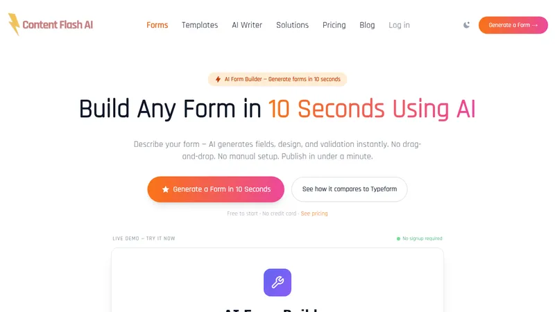 ai form builder website