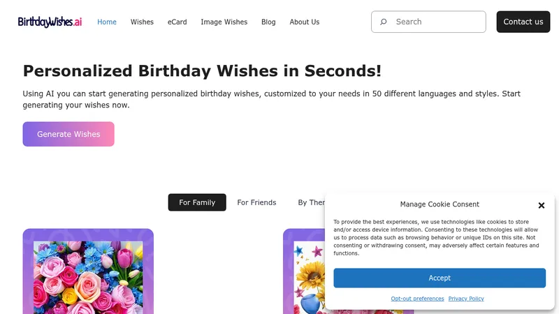 birthday wishes ai website
