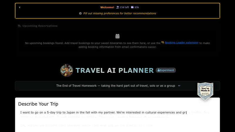 travel ai planner website