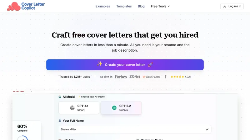 cover letter copilot website