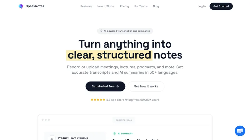 speaknotes website