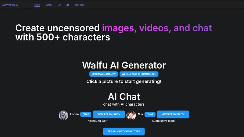 mywaifus.ai website