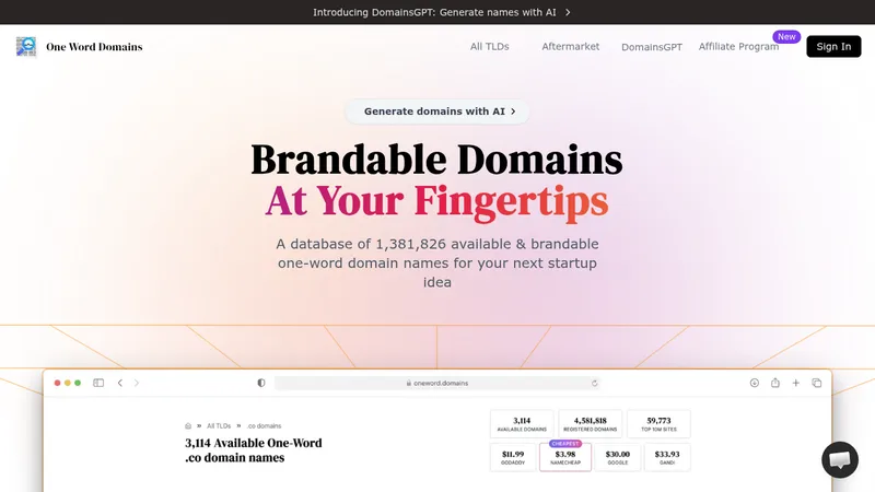 one word domains website