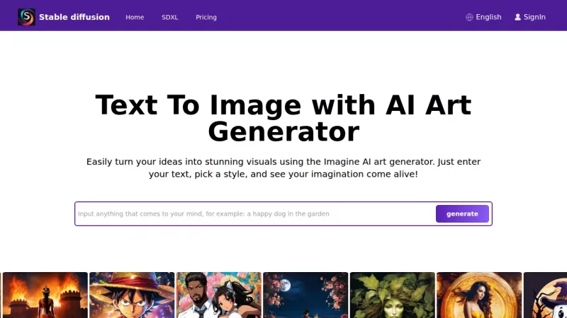 Stable Diffusion AI Generator Online screenshot