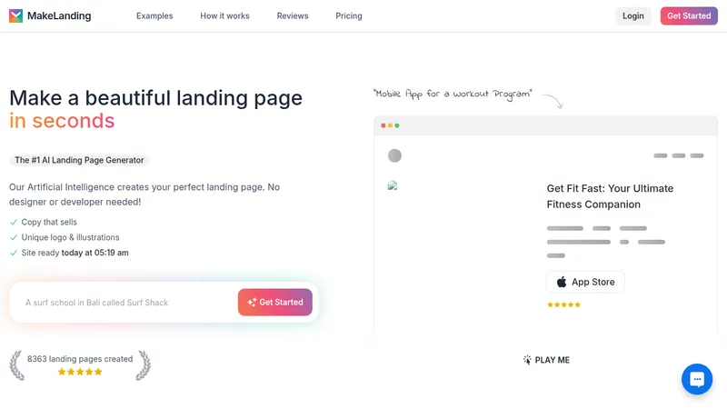 makelanding website