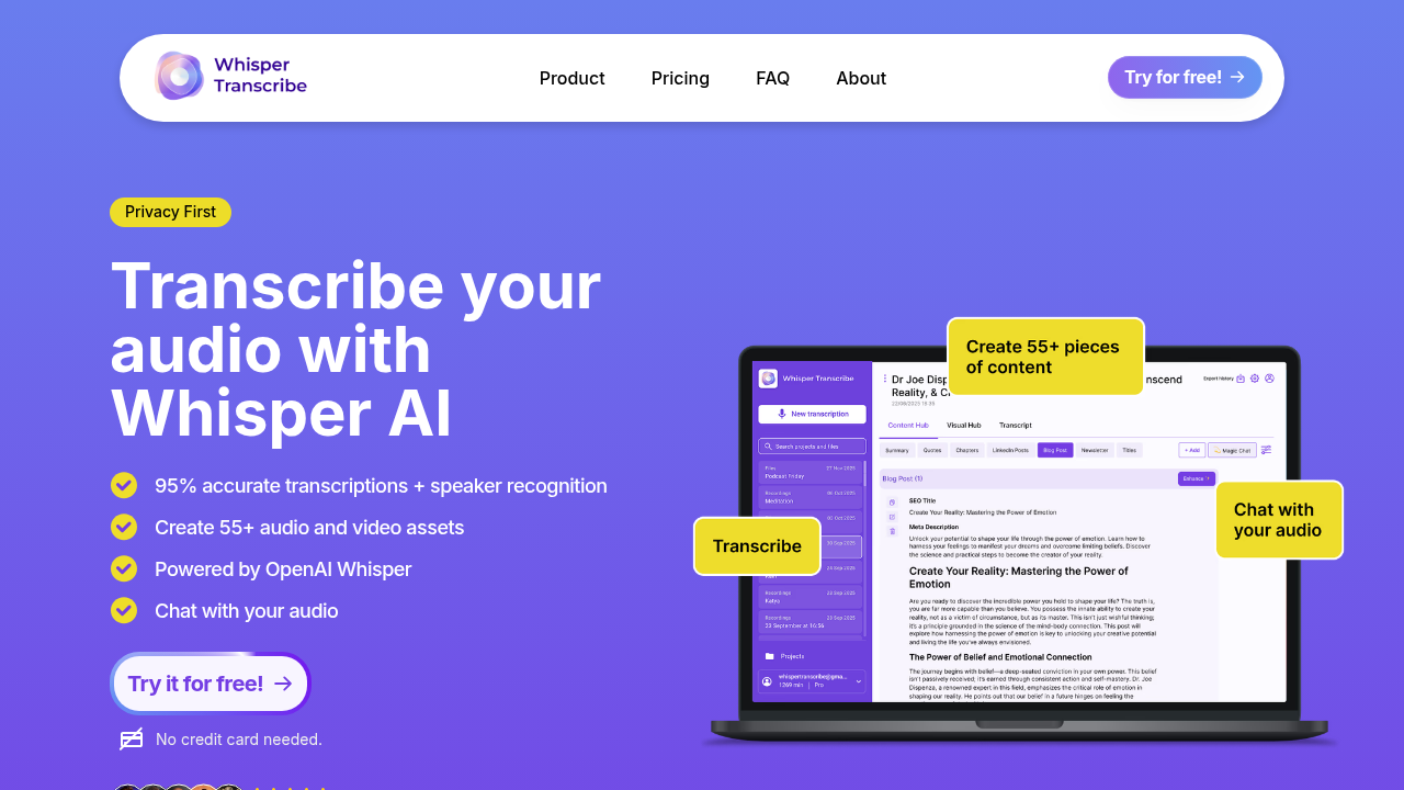 whispertranscribe website