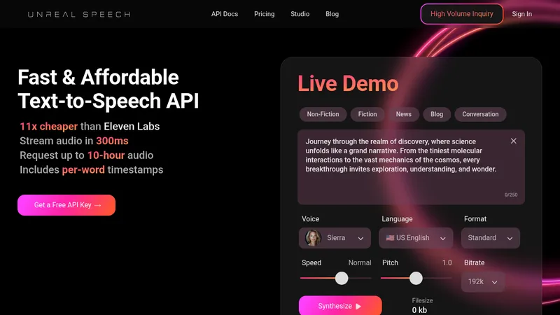 unreal speech website