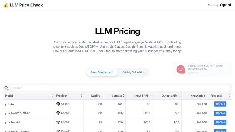 llm price check website