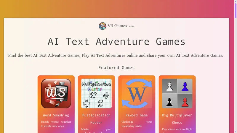 v5 games ai text adventure games website