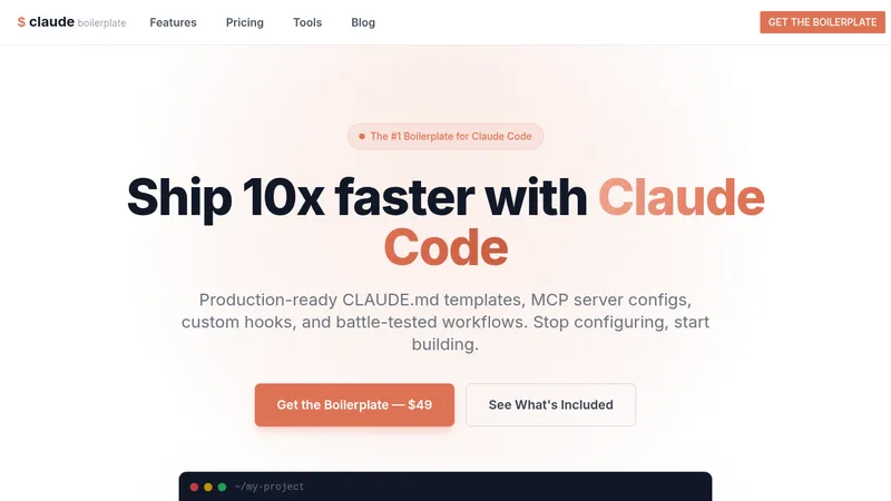 claude code boilerplate website