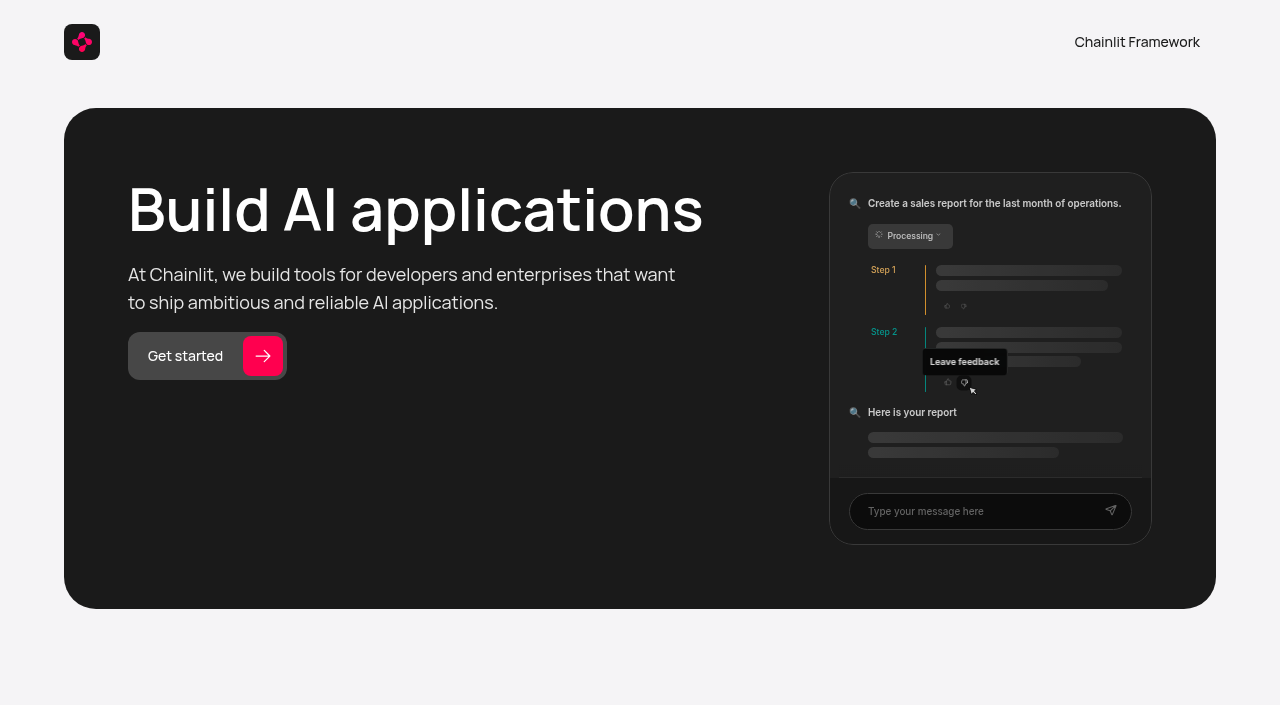 chainlit framework website