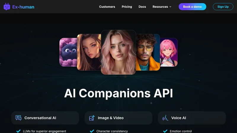 ex-human ai companions api website