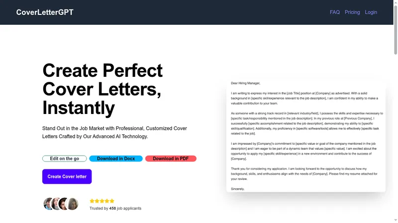 coverlettergpt website