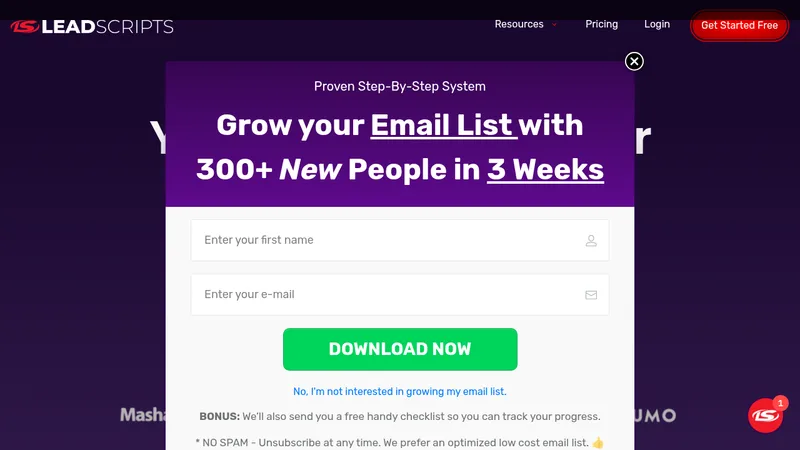 leadscripts website