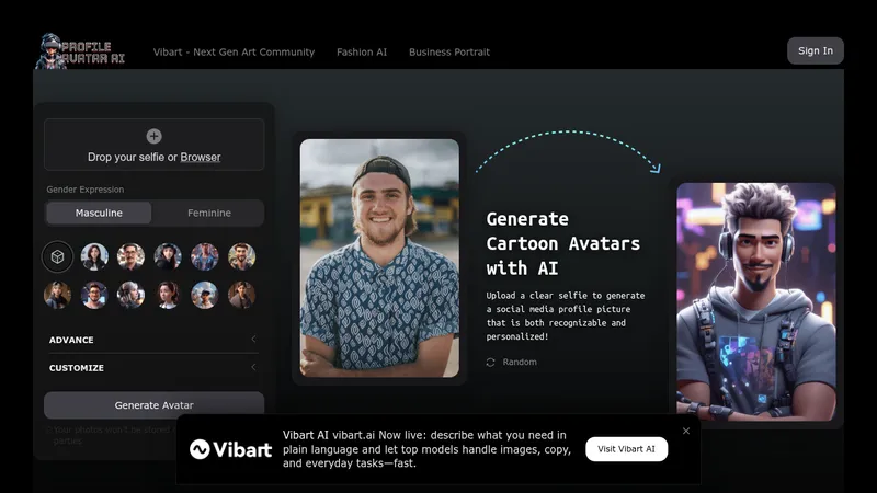 profile avatar ai website