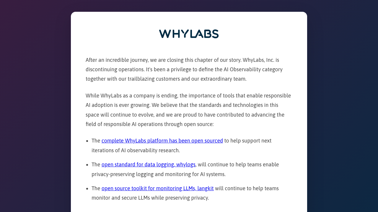 whylabs website