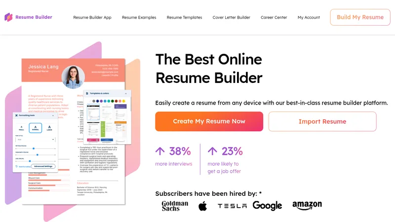 resume builder website
