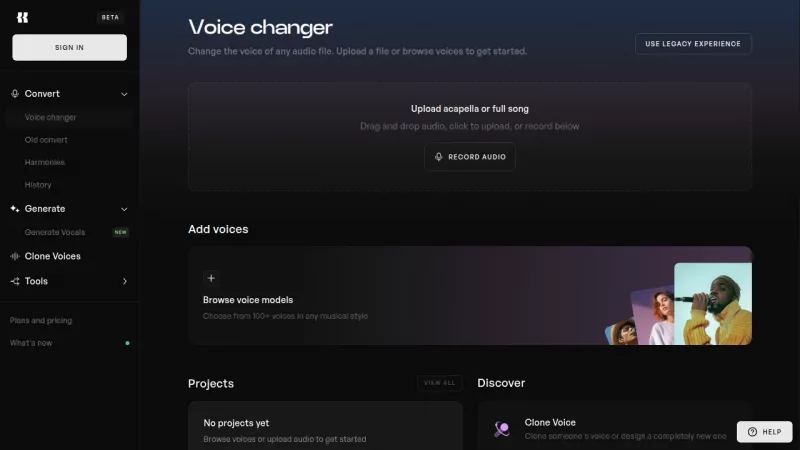 Kits.AI Voice Studio screenshot