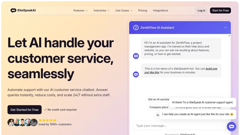 sitespeakai website