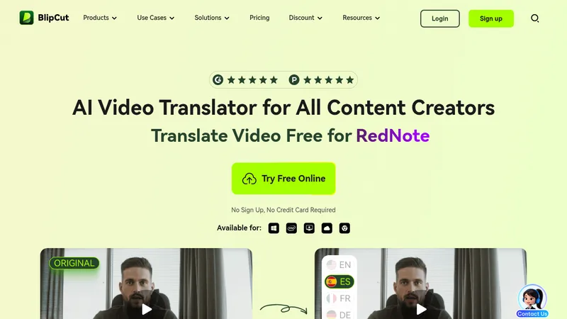 blipcut video translator website