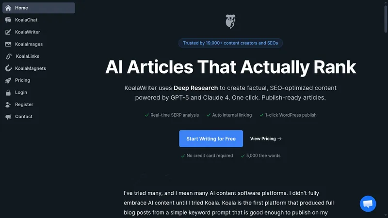 koalawriter website
