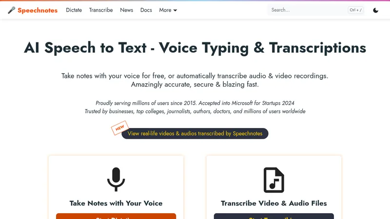 speechnotes website