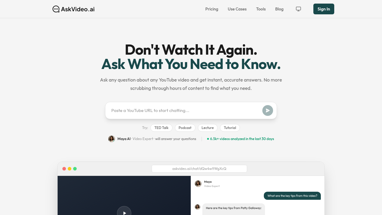 askvideo ai website
