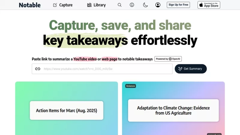 Notable AI screenshot