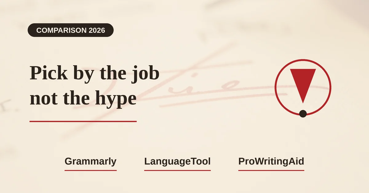 Grammarly vs LanguageTool vs ProWritingAid in 2026: Pick by the Job, Not the Hype