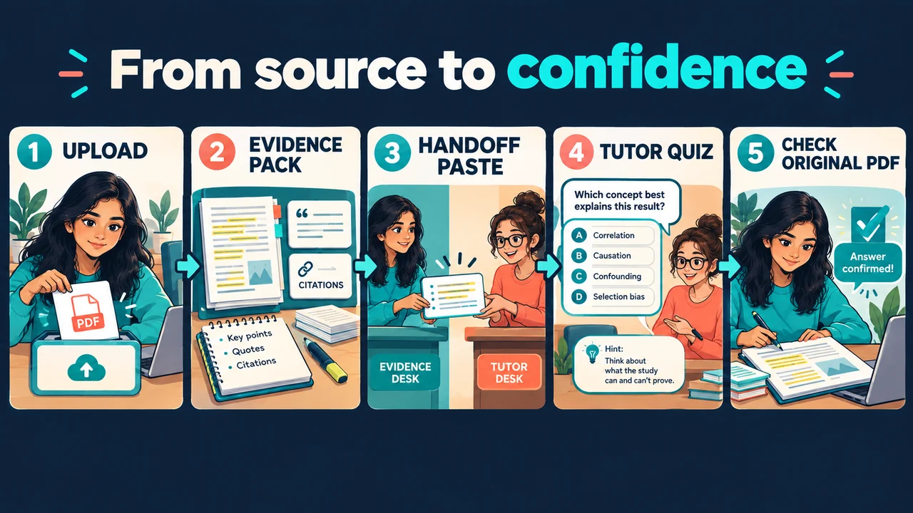 Five-step NotebookLM to ChatGPT two desks study workflow