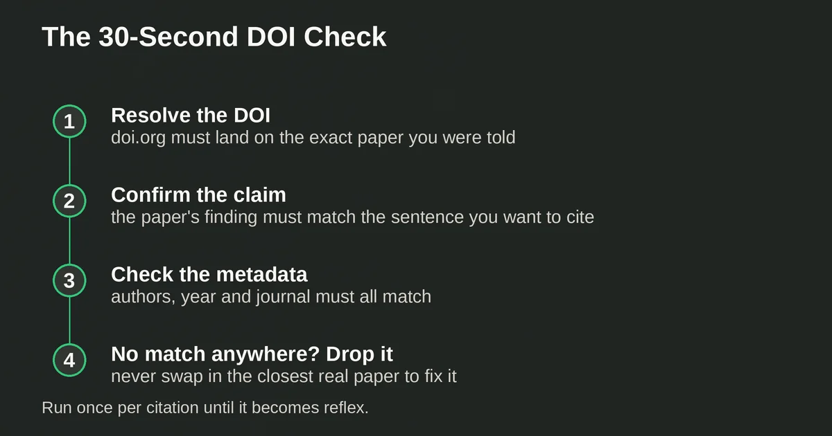Four-step DOI check for verifying AI-suggested citations