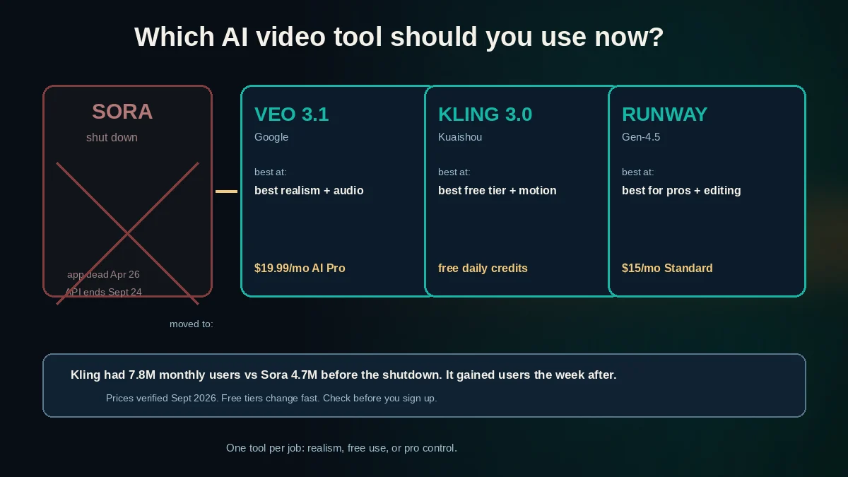 AI video tools compared after Sora shutdown